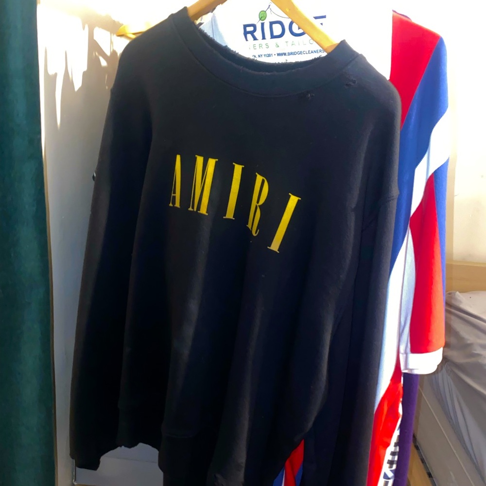 Classic AMIRI Black Crewneck Sweatshirt with Bold Logo